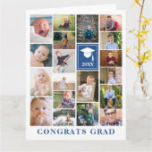 Blue Photo Collage Congrats Afstudeerder Grote Kaa Kaart (Gele Bloem)