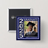 Blue Photo Football Afstuderen Button (Voorkant /achterkant)