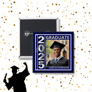 Blue Photo Football Afstuderen Button