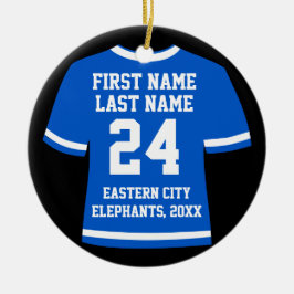 Blue Photo Football Soccer Hockey Sports Jersey Keramisch Ornament