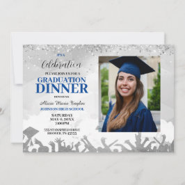 Blue Photo Graduation Party Invitation Kaart