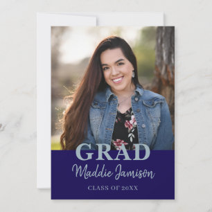 Blue Photo Graduation Party Invitation Kaart