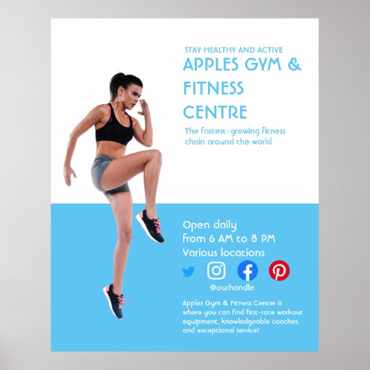 Blue Photo gym Personal trainer fiter Flyer Poster (Voorkant)