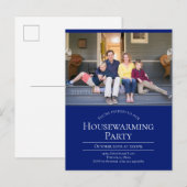 Blue Photo Housewarming Invitation Briefkaart (Voorkant / Achterkant)