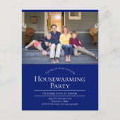 Blue Photo Housewarming Invitation Briefkaart (Voorkant)