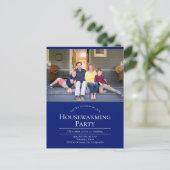 Blue Photo Housewarming Invitation Briefkaart (Staand voorkant)