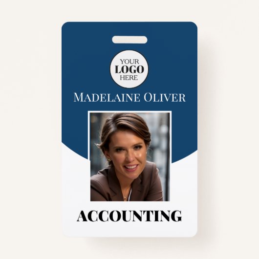 Blue Photo Logo Personeelsnaam Badge (Voorkant)