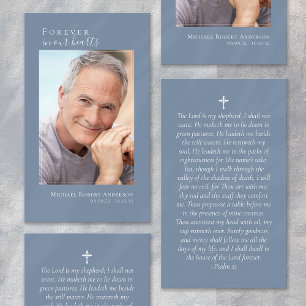 Blue Photo Memorial Prayer Kaart
