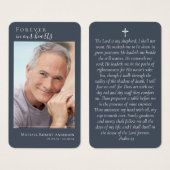 Blue Photo Memorial Prayer Kaart (Voorkant /achterkant)