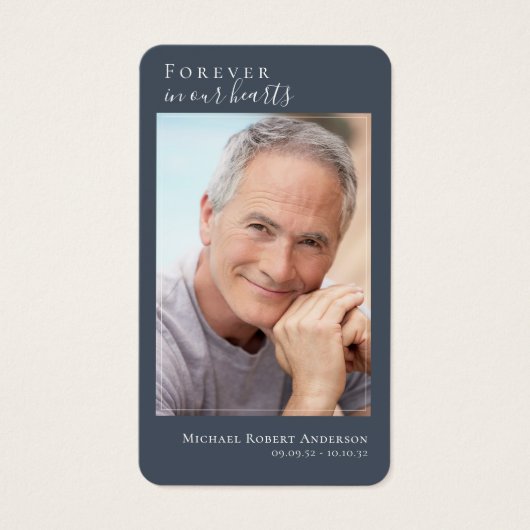 Blue Photo Memorial Prayer Kaart (Voorkant)