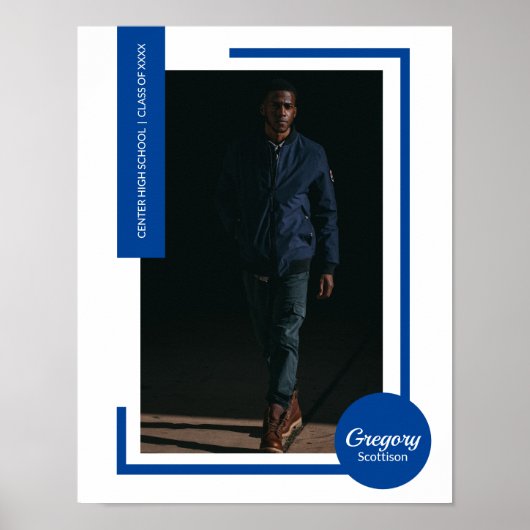 Blue Photo Modern Afstuderen Poster (Voorkant)
