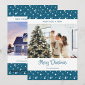 Blue Photo New Home Address Holiday Cards Feestdagenkaart (Voorkant / Achterkant)