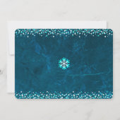 Blue Photo Peace Joy Love Script Snowflake Modern Feestdagenkaart (Achterkant)