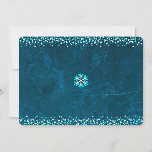 Blue Photo Peace Joy Love Script Snowflake Modern Feestdagenkaart (Achterkant)