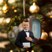 Blue Photo Religious Cross Boy First Community Keramisch Ornament