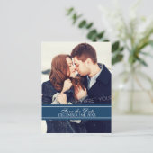 Blue Photo Save the Date Winter Wedding Briefkaart (Staand voorkant)