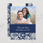 Blue Photo Sla de datum bruiloft Briefkaarten (Voorkant / Achterkant)