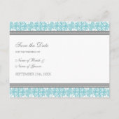 Blue Photo Sla de datum bruiloft Briefkaarten (Achterkant)