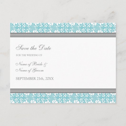 Blue Photo Sla de datum bruiloft Briefkaarten (Achterkant)