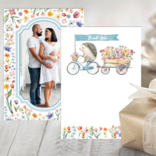 Blue Photo Thank You Card – Hedgehog Baby shower Bedankkaart
