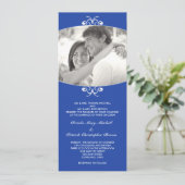 Blue Photo Wedding Invitation Kaart (Staand voorkant)