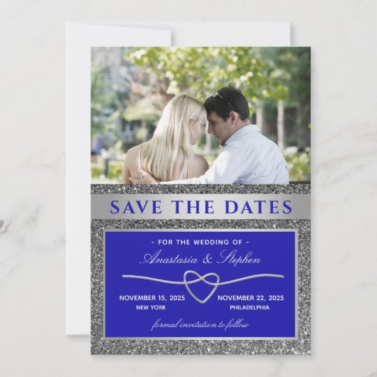 Blue Photo Wedding Save The Date (Voorkant)