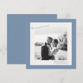 Blue Photo Wedding Save the Date Kaart (Voorkant / Achterkant)