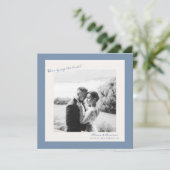 Blue Photo Wedding Save the Date Kaart (Staand voorkant)
