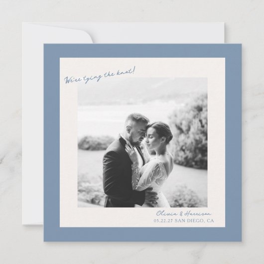 Blue Photo Wedding Save the Date Kaart (Voorkant)