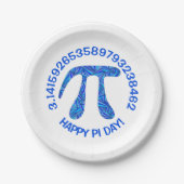Blue Pi Symbol Wiskunde Geek Happy Pi Day Party Cu Papieren Bordje (Voorkant)