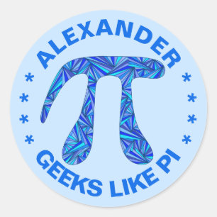 Blue Pi Symbool Wiskunde Geek Volwassenen N Kinder Ronde Sticker