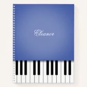 Blue Piano Music-toetsenbord, aangepast Notitieboek (Voorkant)