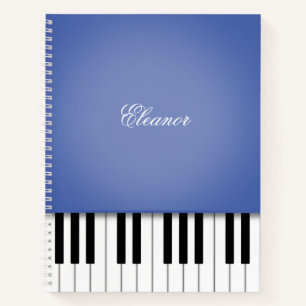 Blue Piano Music-toetsenbord, aangepast Notitieboek