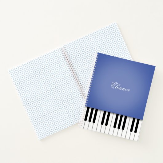 Blue Piano Music-toetsenbord, aangepast Notitieboek (Binnen)