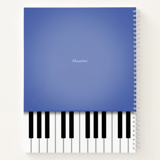 Blue Piano Music-toetsenbord, aangepast Notitieboek (Achterkant)