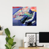 Blue Piano Poster (Thuiskantoor)