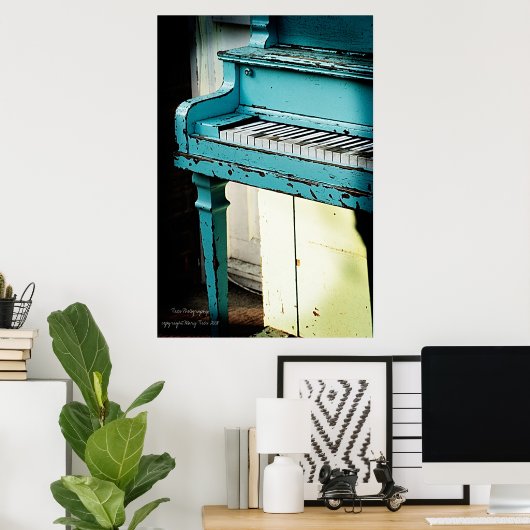 Blue Piano Poster (Thuiskantoor)