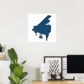 Blue Piano Silhouette Poster (Thuiskantoor)