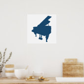 Blue Piano Silhouette Poster (Keuken)