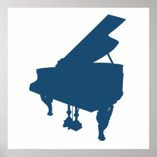 Blue Piano Silhouette Poster