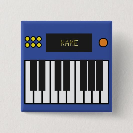 Blue Piano-toetsenbord Vierkante Button 5,1 Cm (Voorkant)
