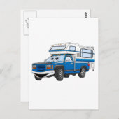 Blue Pick Up Camper Cartoon Briefkaart (Voorkant / Achterkant)