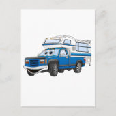 Blue Pick Up Camper Cartoon Briefkaart (Voorkant)