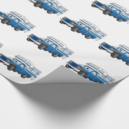 Blue Pick Up Camper Cartoon Cadeaupapier (Hoek)