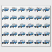 Blue Pick Up Camper Cartoon Cadeaupapier (Vlak)