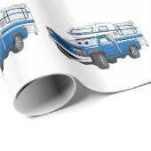 Blue Pick Up Camper Cartoon Cadeaupapier (Rol Hoek)