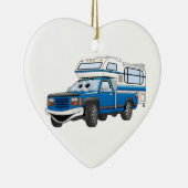 Blue Pick Up Camper Cartoon Keramisch Ornament (Rechts)