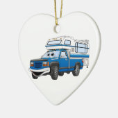 Blue Pick Up Camper Cartoon Keramisch Ornament (Links)