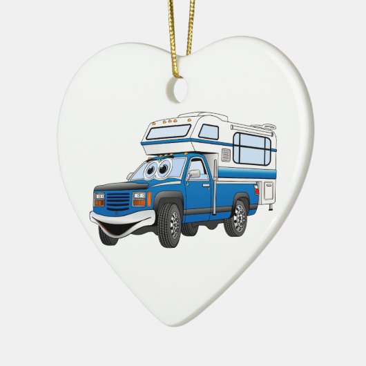 Blue Pick Up Camper Cartoon Keramisch Ornament (Links)