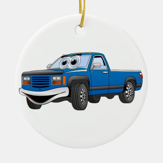 Blue Pick Up Truck Cartoon Keramisch Ornament (Voorkant)